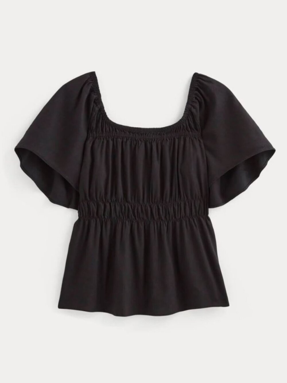 Everlane The Flutter-Sleeve Top in Stretch Linen